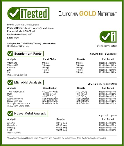 Miniatura 4 de California Gold Nutrition Ultamins Multivitamínico para mujer con CoQ10, hongos, enzimas, verduras y bayas, 60 cápsulas vegetales