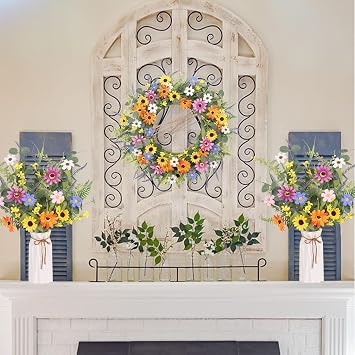 4 Bundles Artificial Daisy Flowers Bouquet, 20 Inch Silk Fake Wildflowers