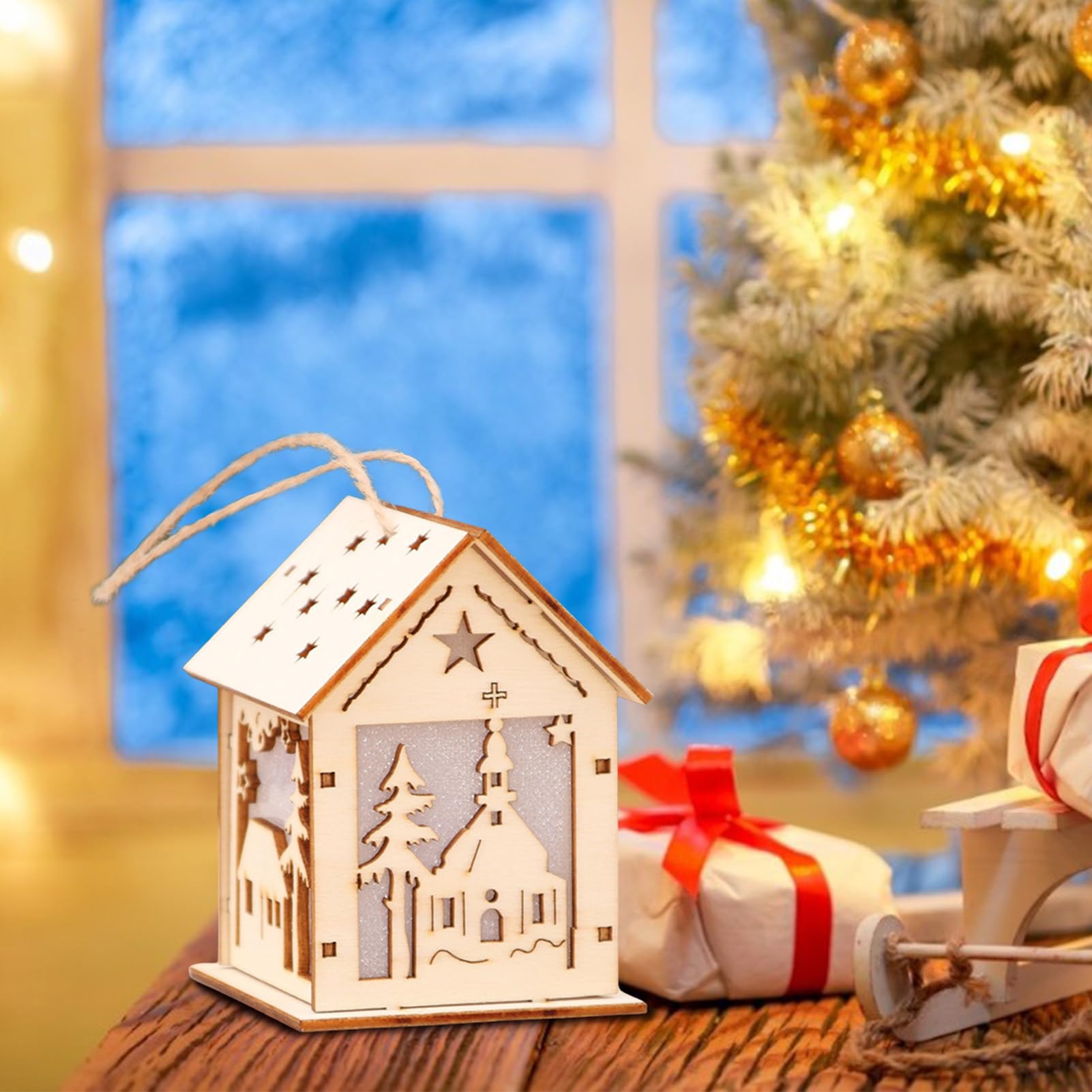クリスマス村 オーナメント Amazon.co.jp: 輝くクリスマスの装飾,ポータブル小型クリスマスツリー