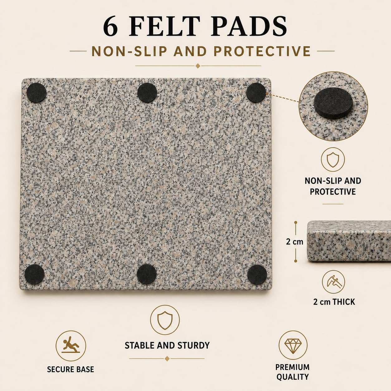 KALU Creations Deska do krojenia z naturalnego granitu różowego beta 40 x 30 x 2 cm – kamienny blat kuchenny, taca do serwowania – Made in Italy