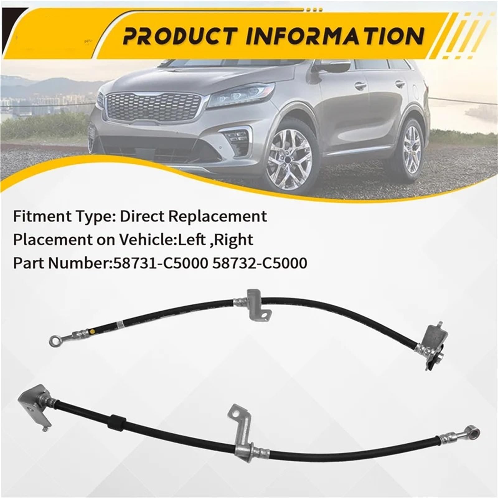 rura hamulcowa Wąż hamulcowy samochodowy 58731-C5000 58732-C5000 pasuje do Kia Sorento 2016 2017 2018 2019