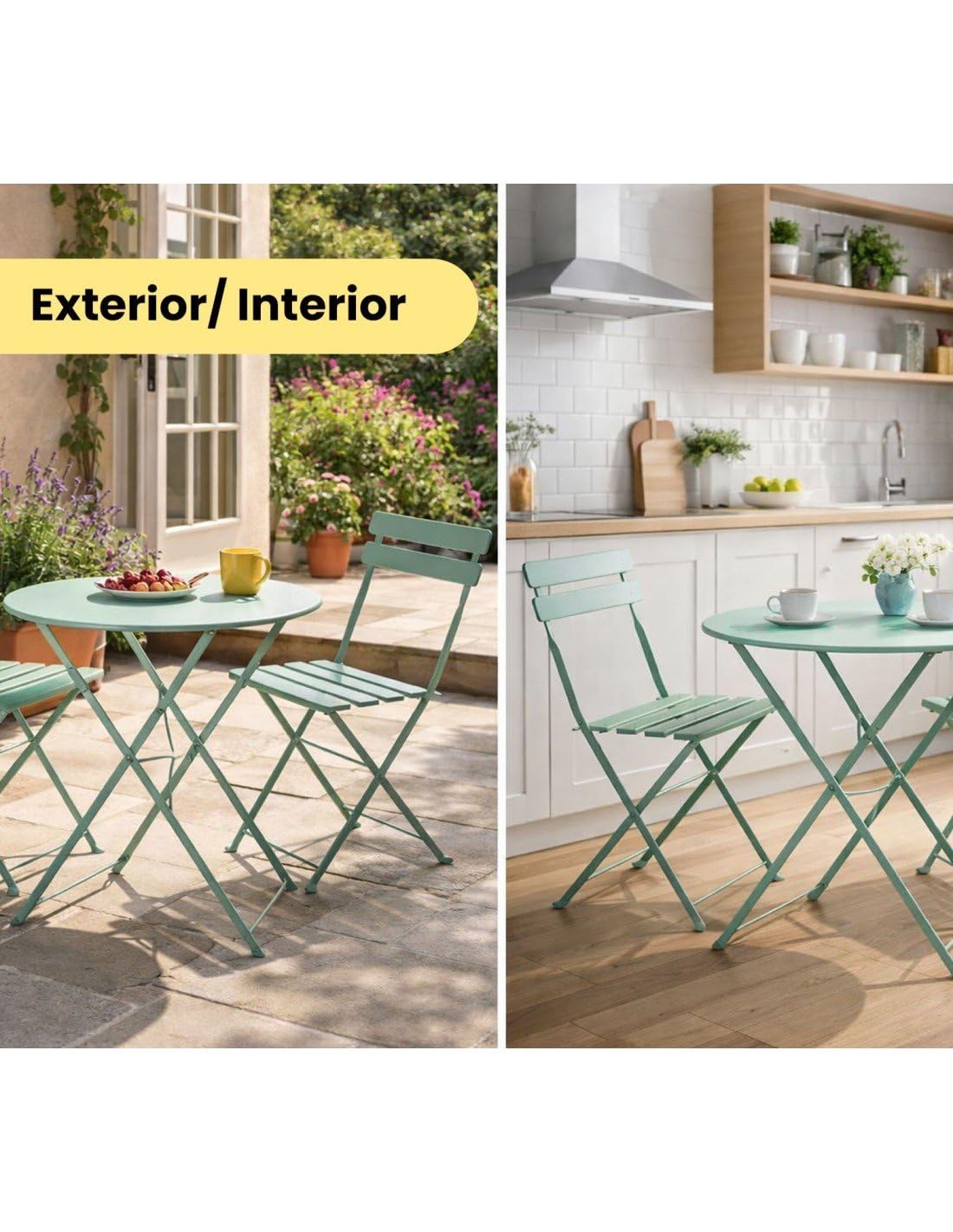 Set Bistró Plegable Arles Metalico | Mesa y 2 Sillas de Exterior e Interior Resistente | Muebles de Jardin, Balcón y Terraza — view 6