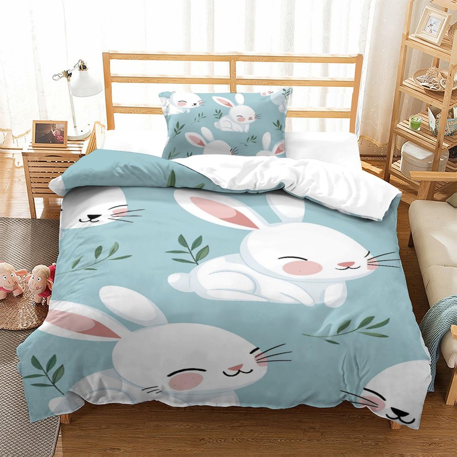 Parure de lit lapin avec fermeture éclair pour en finir avec la couette qui glisse