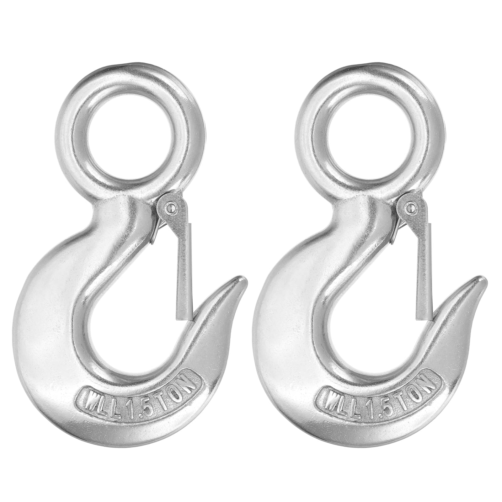QUARKZMAN Ganci Scorrevoli, 5-3/32" 2Pcs 304 Acciaio Inossidabile Ganci Per Catena, Capacità 3307 Lbs Ganci Di Sollevamento Ad Occhiello Rotondo Ganci Di Sicurezza A Scatto Per Camion Gru