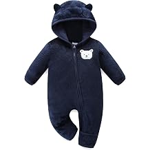 Hikido Baby Fleece Winter Jumpsuit Cute Cartoon Comfy Fluffy Romper for 0-18M