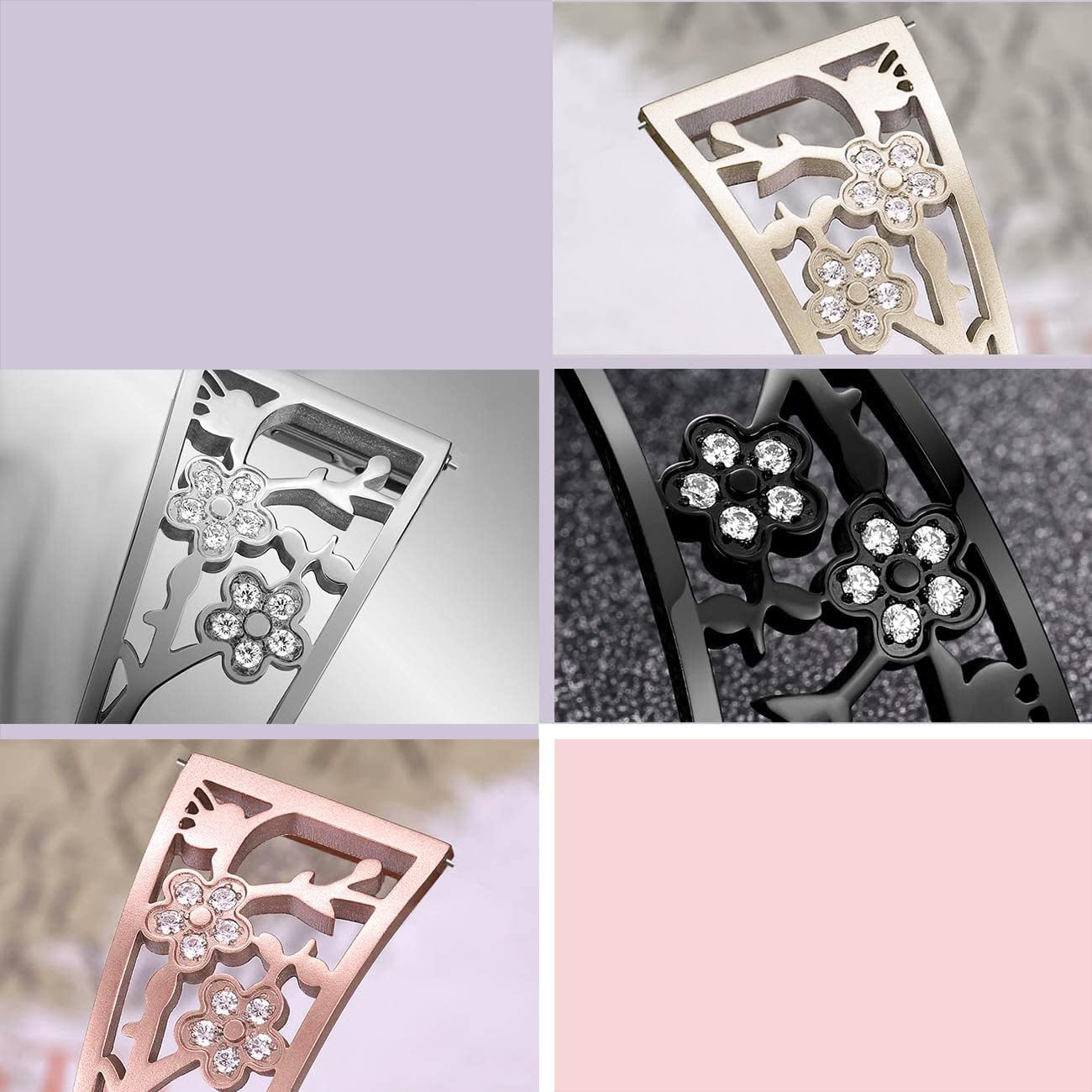 Stainless Steel Women Bling Bracelet Bands Compatible with Samsung Galaxy Watch 8 40mm 44mm Classic 46mm Metal Wristbands - Image 7