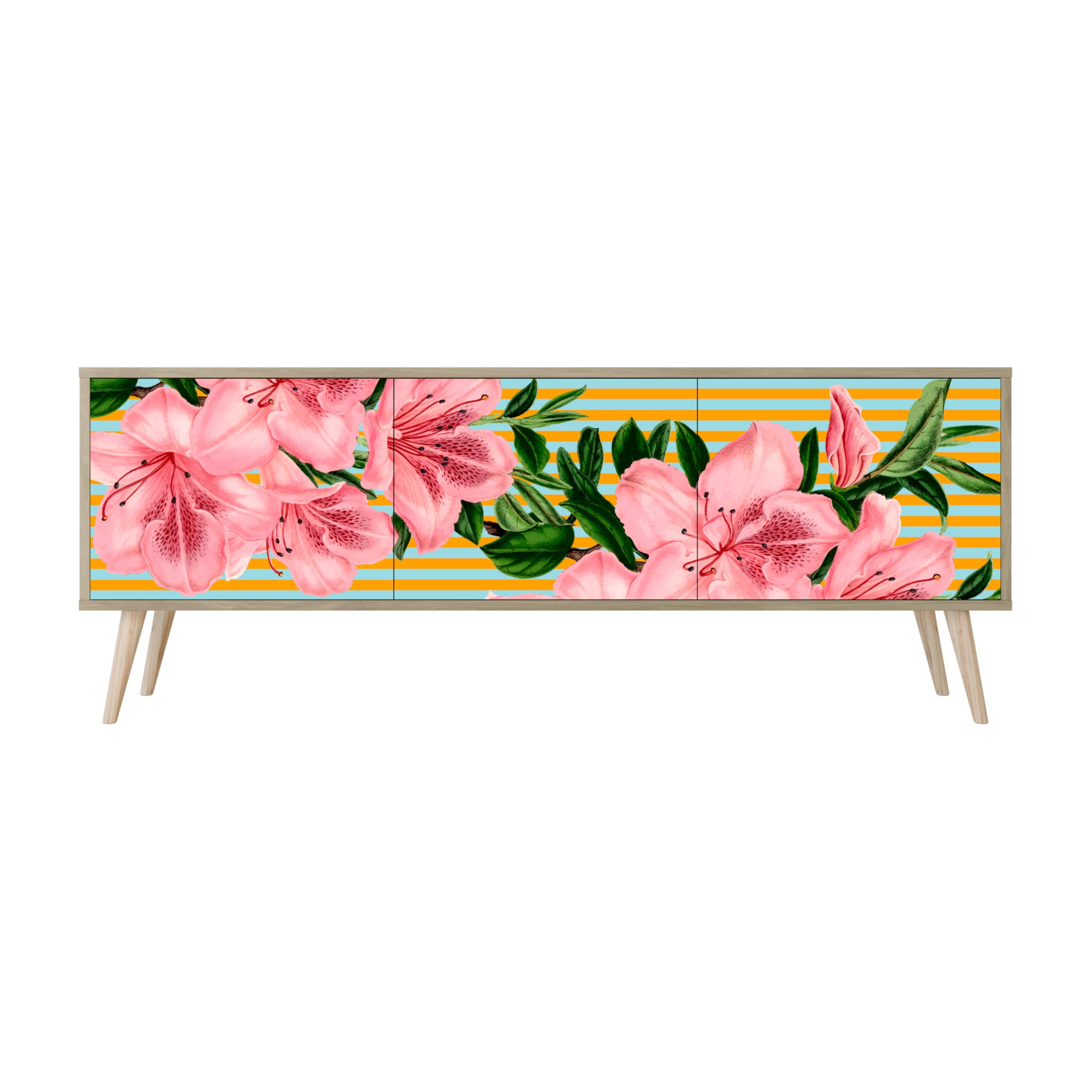 scaffale tv con 3 porte in legno scuro moderno