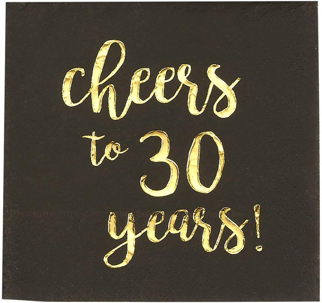 Flash Deals - 50% OFF Gold Foil Cheers to 30 Years Black Cocktail Paper Napkins (5 x 5 In, 50 Pack) Best Review Gold Foil Cheers to 30 Years Black Cocktail Paper Napkins (5 x 5 In, 50 Pack)