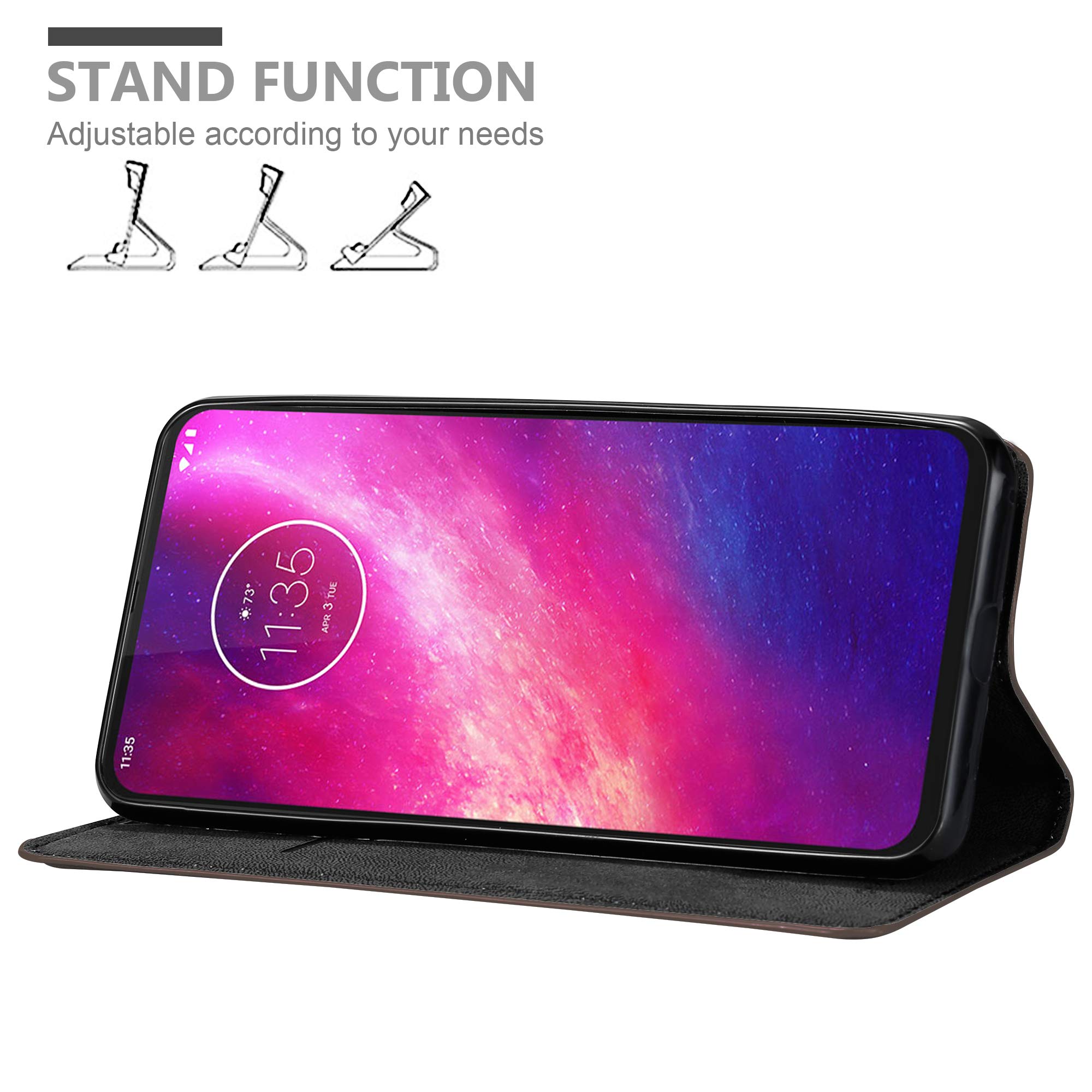 Custodia Cadorabo A Portafoglio Rosso Mela Per Motorola ONE MACRO: Confezione In Pelle Sintetica Con Slot Porta Carte E Supporto Magnetico - 5