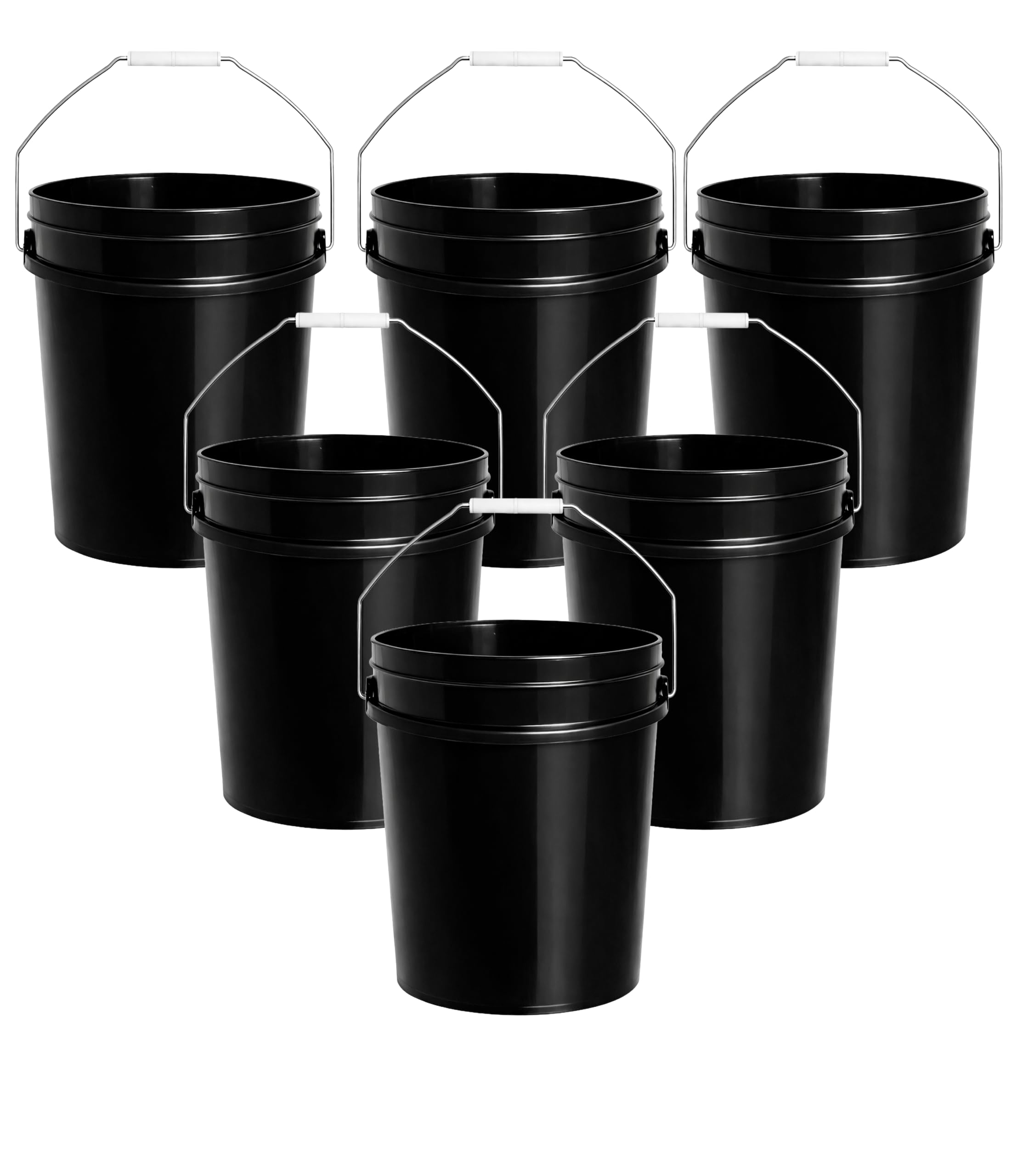 MKS Plastics Black 5-Gallon Heavy-Duty Bucket 6-Pack