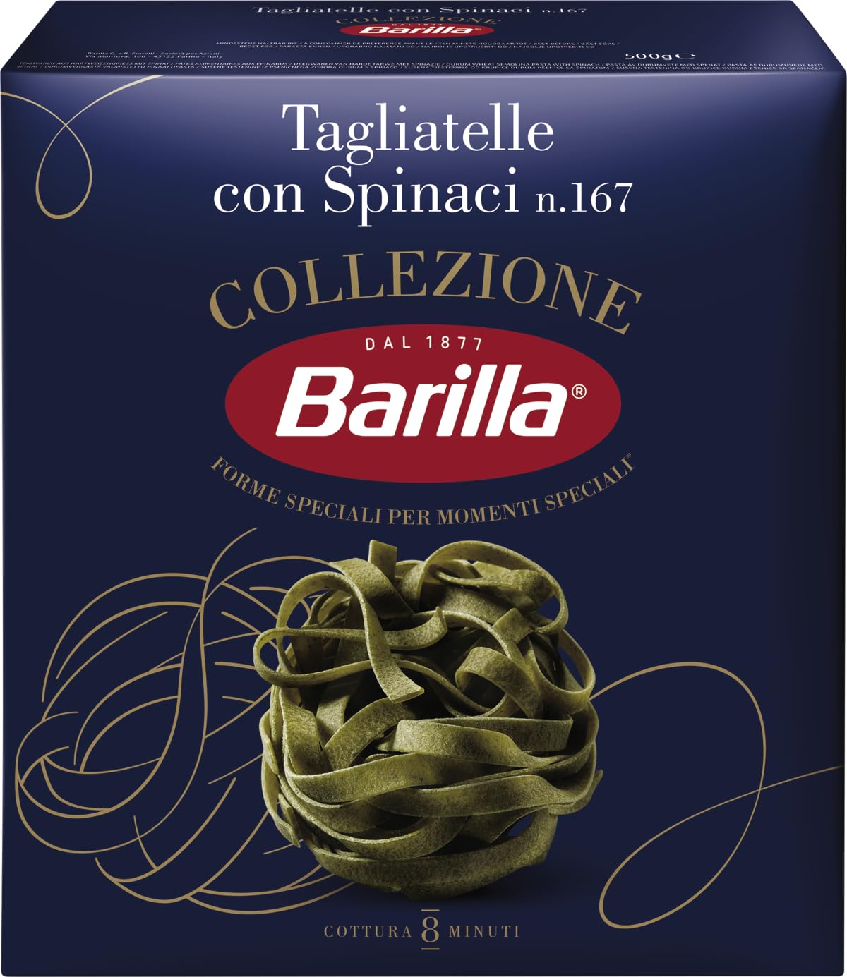 Barilla Hartweizen Pasta Collezione Tagliatelle con Spinaci, (1 x 500 g) (Packung mit 4)