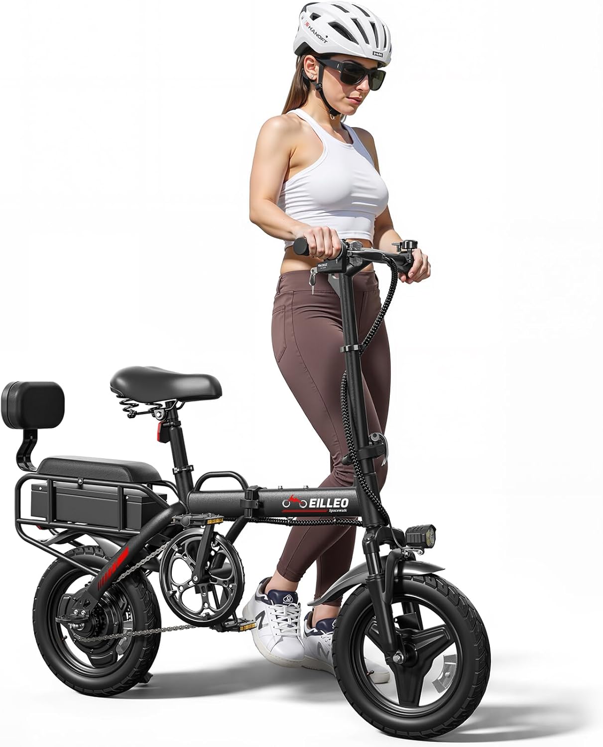 Spacewalk Folding Ebikes for Adults - H5-pro with 500W Motor, 48V Battery, 15 MPH, 37 Miles PAS Range, Rear Seat, 14" Foldable Electric Bikes for Adults/Teens