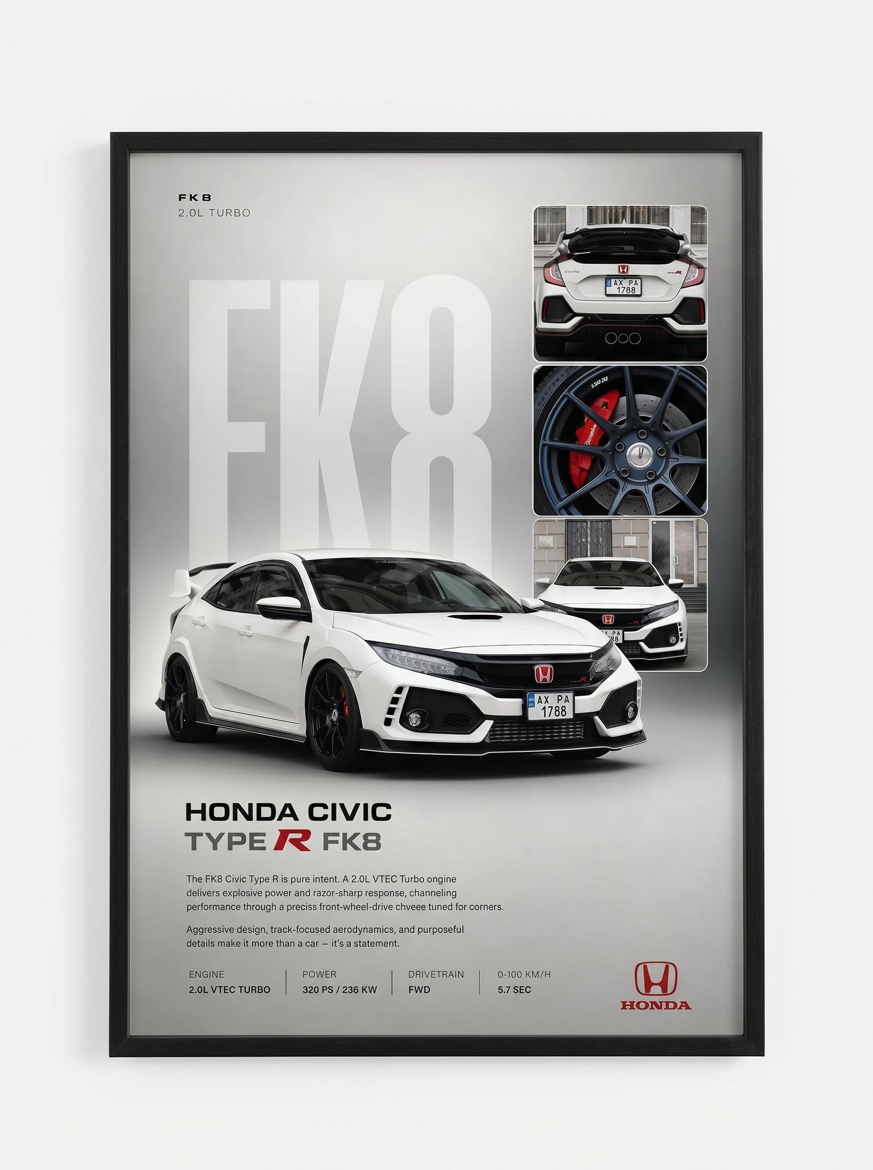 POSTERY• Honda Civic Type R CarFramed Posters Gift Items Boys Room