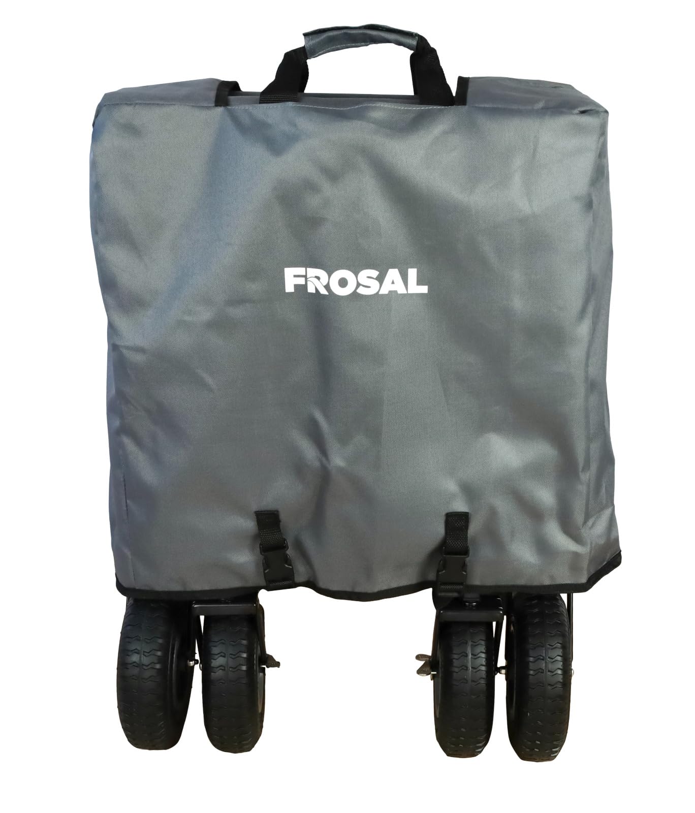 FROSAL Bollerwagen Nick PRO faltbar mit Bremse Dach Grau klappbar | Schiebegriff | Luftreifen | Lufträder Ideal für Strand Wald & Feldwege