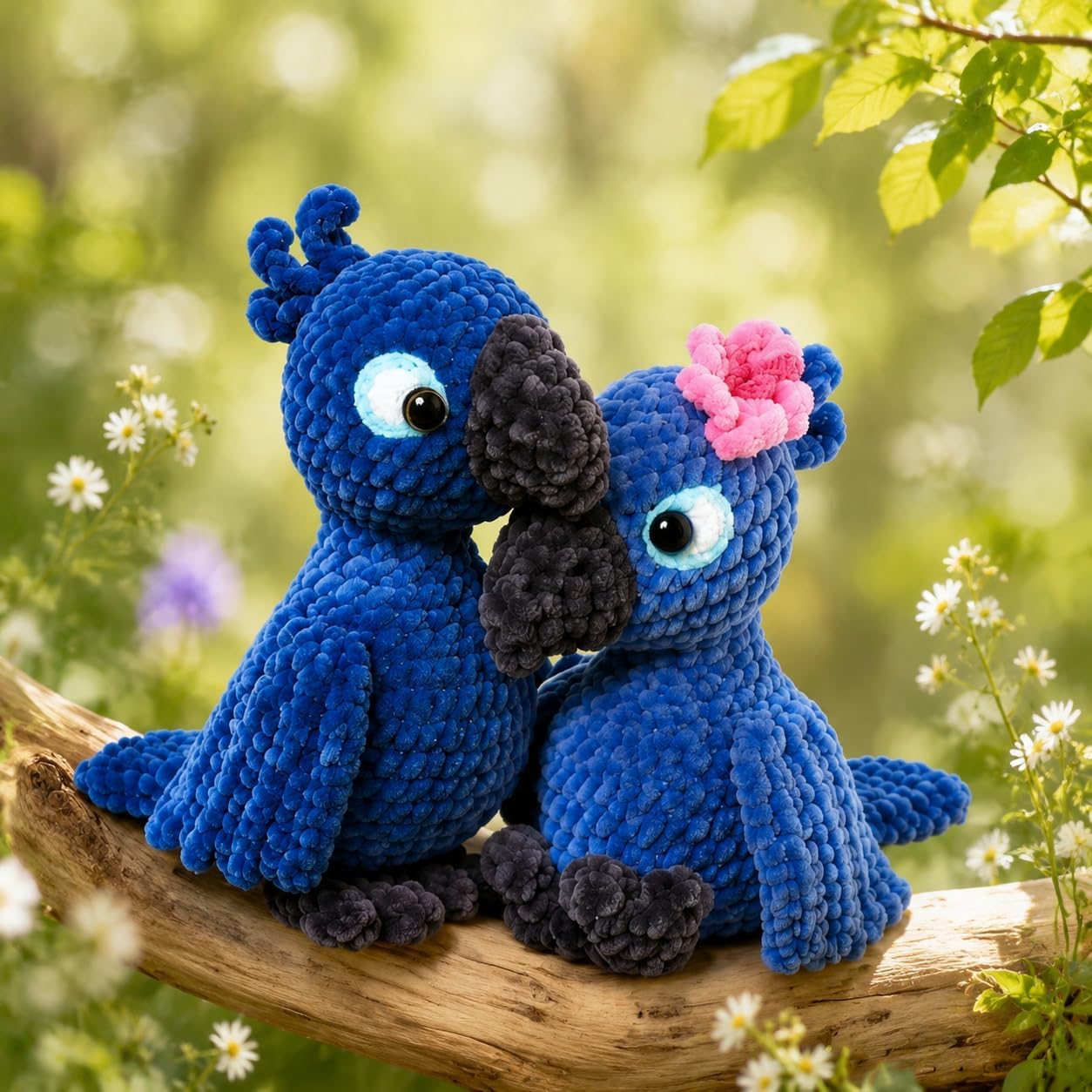 Pair of Blue Spix Macaw Parrots Amigurumi Crochet Kit for Beginners, Complete DIY Craft Supplies with Instructions, Cute Couple Bird Animal Crochet Starter Kit, Handmade Decor Gift for Bird Lovers