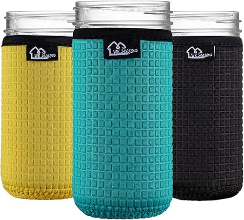 Miniatura 8 de WKieason - Funda de neopreno de boca ancha para tarros de masón, de 16 a 24 onzas (24 onzasverdegrisnaranja)