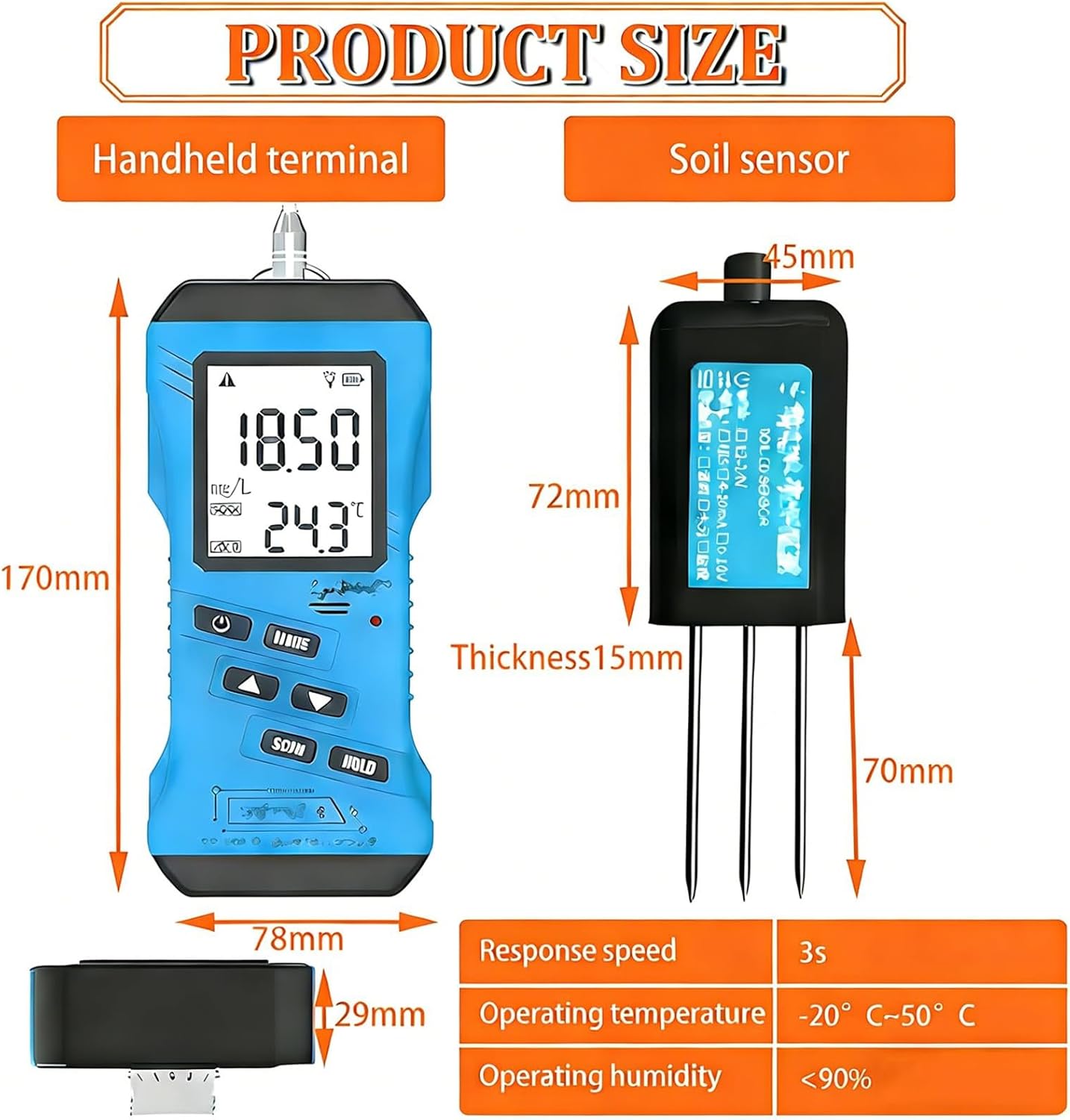 7 in 1 Rapid Soil Tester Ph Humidity,Soil Moisture Tester for Plants,Moisture, Nutrient Conductivity, Phosphorus, Potassium N P K Tester, Battery Operated (Not Included)