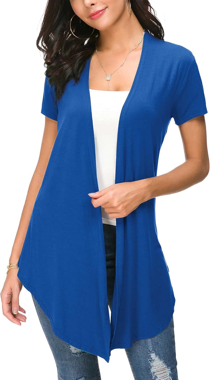 Urban CoCo Womens Open Front Short Sleeve Cardigans for Women Lightweight Summer Drape Cardigan Vest - Image 3