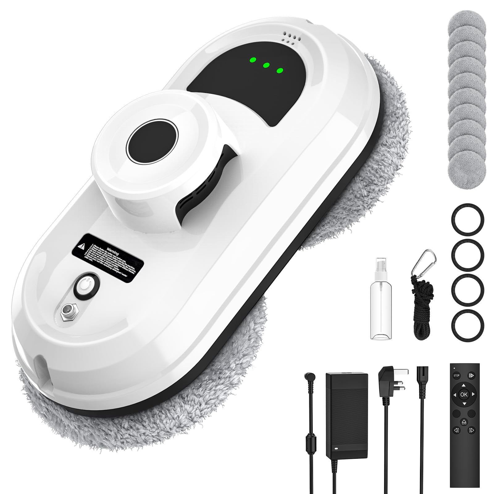 Robot Glass Cleaner, 5600pa Electric Window Cleaner, 3 Cleaning Modes, Smart Navigation, Remote Control and 10 Cloths, Electric Window Cleaner for Windows, Mirrors and Tiles
