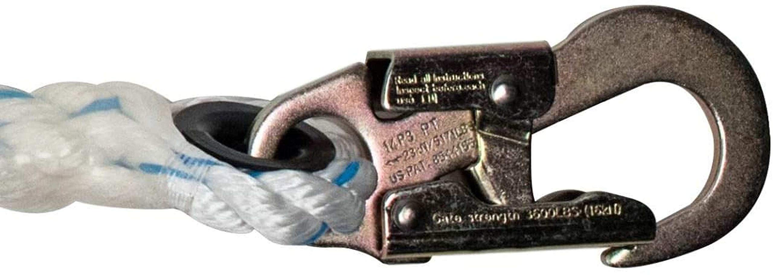 Pelican Rope 5/8 pulgadas x 200 pies con extremos de acero Snaphook cuerda vertical de línea de vida, ideal como línea de seguridad/cuerda de seguridad para puntos de anclaje/anclaje de techo