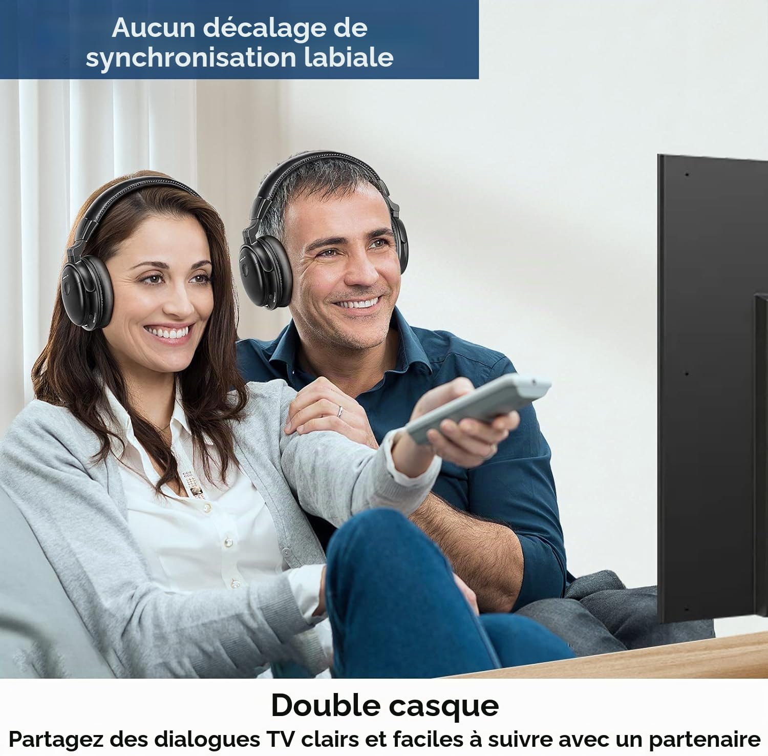 SIMOLIO Double Casque TV sans Fil pour Television & Seniors, Dialogue Clair