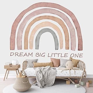 Large Boho Rainbow Wall Decals Watercolor Rainbow Wall Sticker Colorful Wall Vinyl Peel and Stick Rainbow Decals for Girls Kids Bedroom Nursery Playroom Decor (Rainbow Style)
