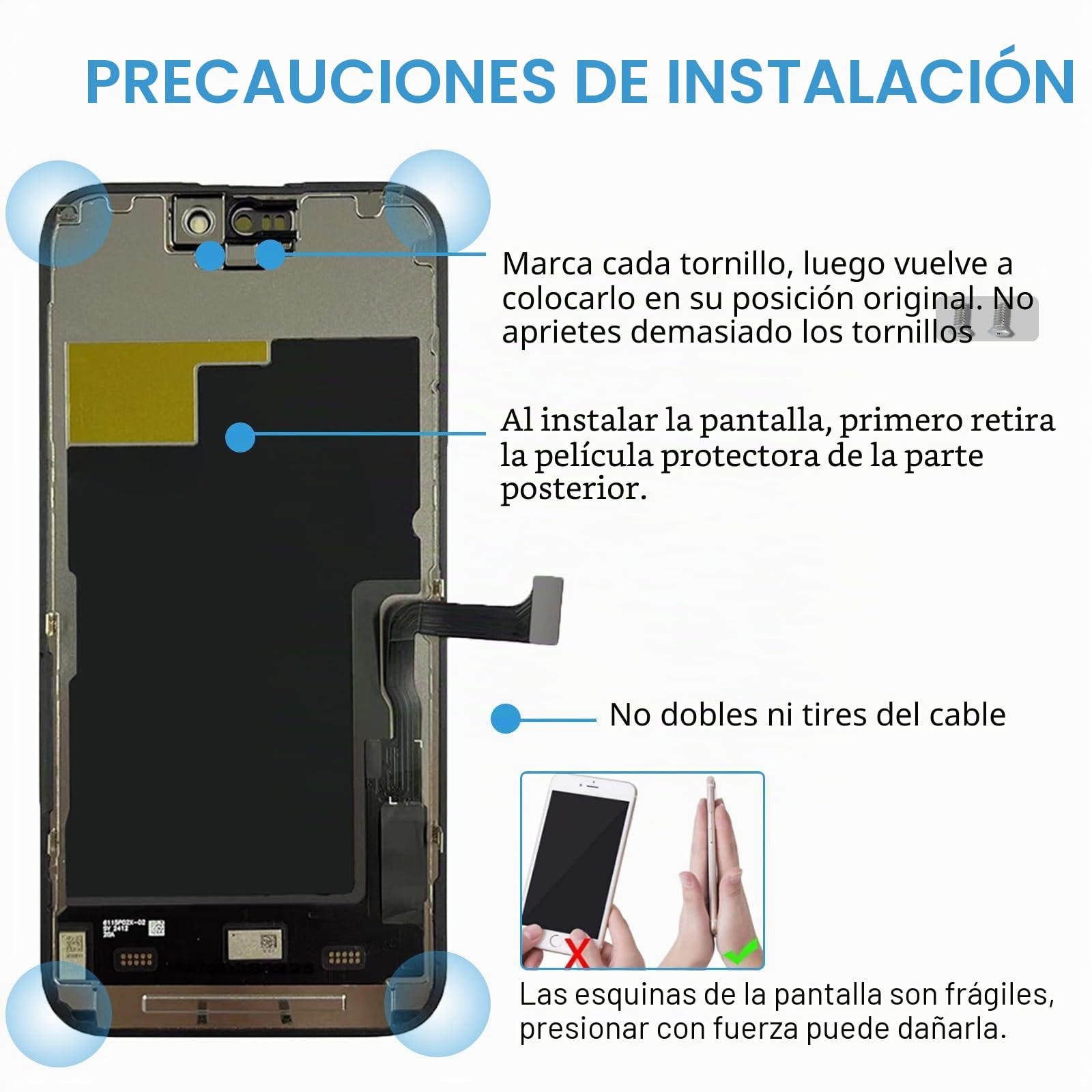 Dinow Pantalla para iPhone 15 Pro MAX, Pantalla LCD de 6.7” para iPhone 15 Pro MAX, Pantalla para iPhone 15 ProMax LCD de Repuesto con Kit de reparación, Compatible con el A3106, A2849, A3105, A3108