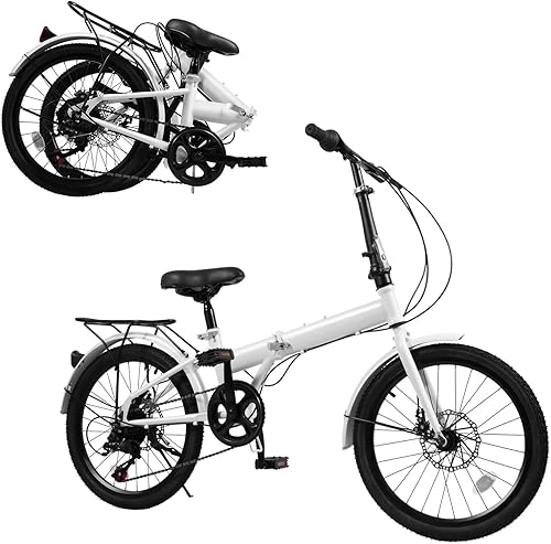 Miniatura 9 de Bicicleta plegable de 20 pulgadas, bicicleta plegable para adultos con cambio de 7 velocidades, bicicleta de altura ajustable para hombres y mujeres