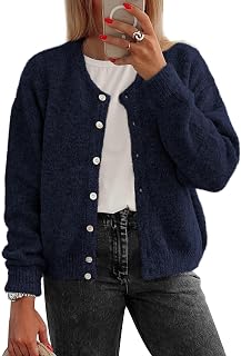 Fall Long Sleeve Cardigans for Women Sweater Fashion Open Front Winter Button Down Crewneck Soft Knit Jacket 2025