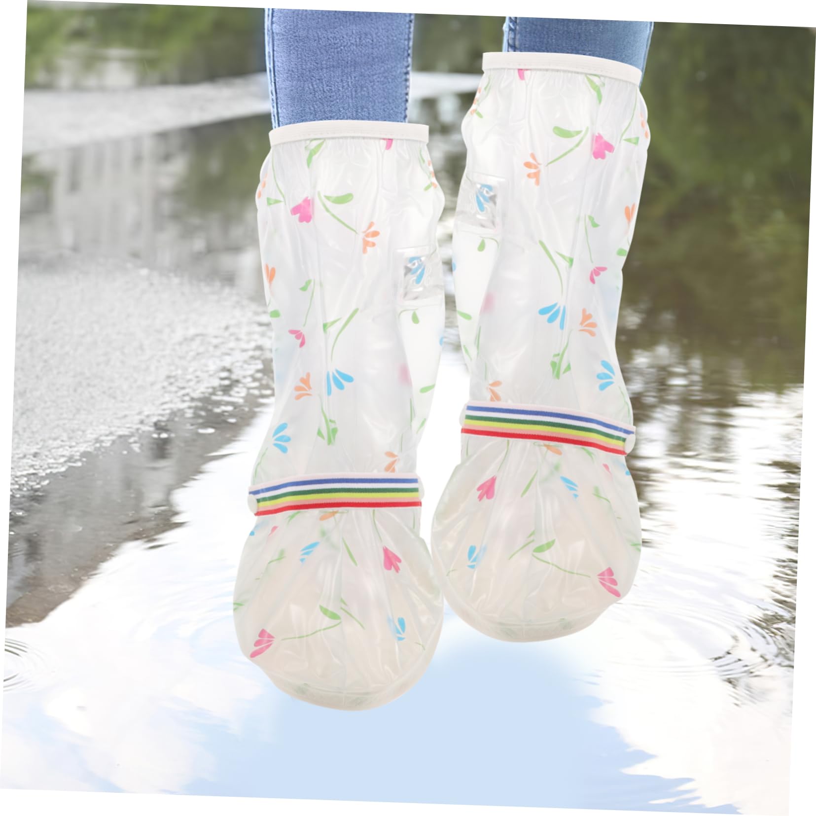 Abaodam 4 Pares cubrezapatos a Prueba de Lluvia Protector Slip Zapatos Impermeables Accesorios Cubierta de Zapatos Antideslizante Cubiertas de Zapatos para la Lluvia de polivinilo