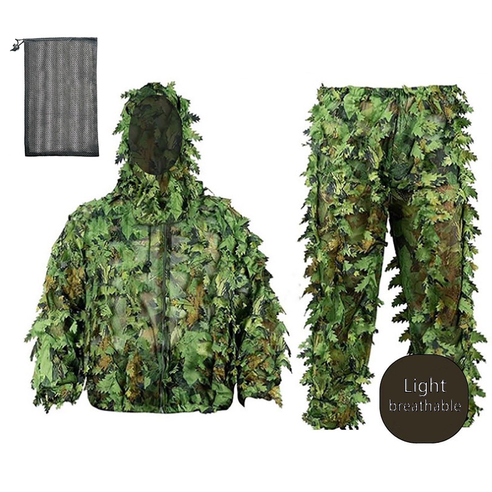 Combinaison camouflage 3D pour homme - Pantalon de chasse bionique et veste de chasse - Ensemble de 2 pièces - Vêtement camouflage - Costume de loisirs pour la chasse - Militaire