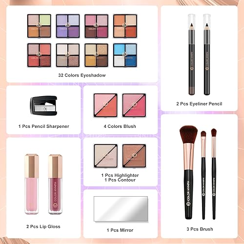 Miniatura 10 de Color Nymph Kit de maquillaje para principiantes con estuche de tren para adolescentes y niñas, juego completo de cosméticos para principiantes