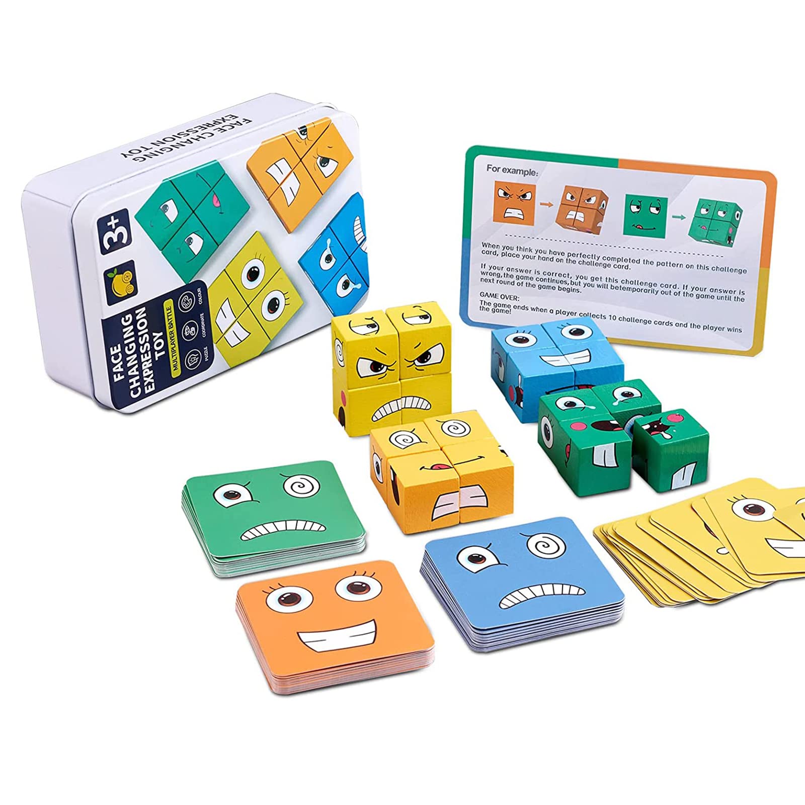 Amazon.com: Wooden Face Changing Cube Game, Mini Expressions Matching Block  Puzzles Building Cubes Portable Logical Educational Training Toys for  Family Kids Adults (A) : Toys & Games