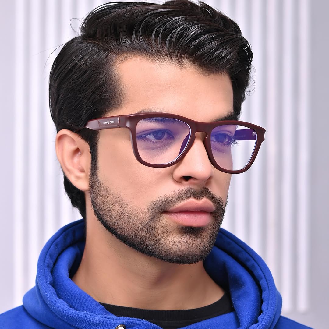 ROYAL SON Gafas de computadora cuadradas retro de borde completo, bloqueo de luz azul y protección UV, para hombres y mujeres, grandes, RS2020