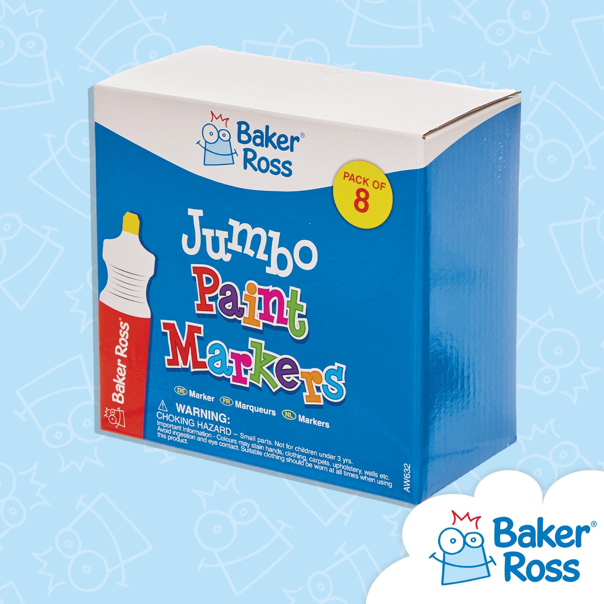 Baker Ross Mini Feutres Coloriage Enfants - Lot de 8, Fournitures de Loisirs Créatifs (FX391