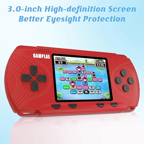 Miniatura 4 de GAMPLAE Juegos de mano retro para niños, consola de juegos de mano compatible con salida de TV, pantalla grande de 3.0 pulgadas integrada 258 HD