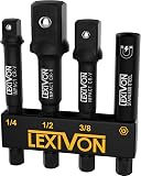 LEXIVON Impact Socket Adapter Set | 1/4-Inch to 1/4, 3/8, 1/2, Drive | Includes Magnetic Bit & Holder/Organizer Rack (LX-104) - 1