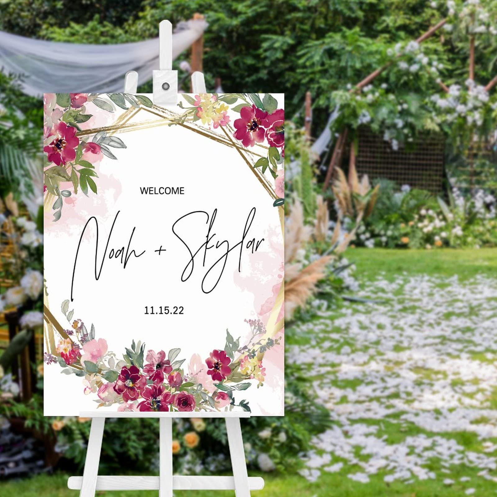 Pegatinas Personalizadas Para Cartel De Bienvenida De Boda - Estilo Rústico/Boho, Doradas, Solo Pegatinas