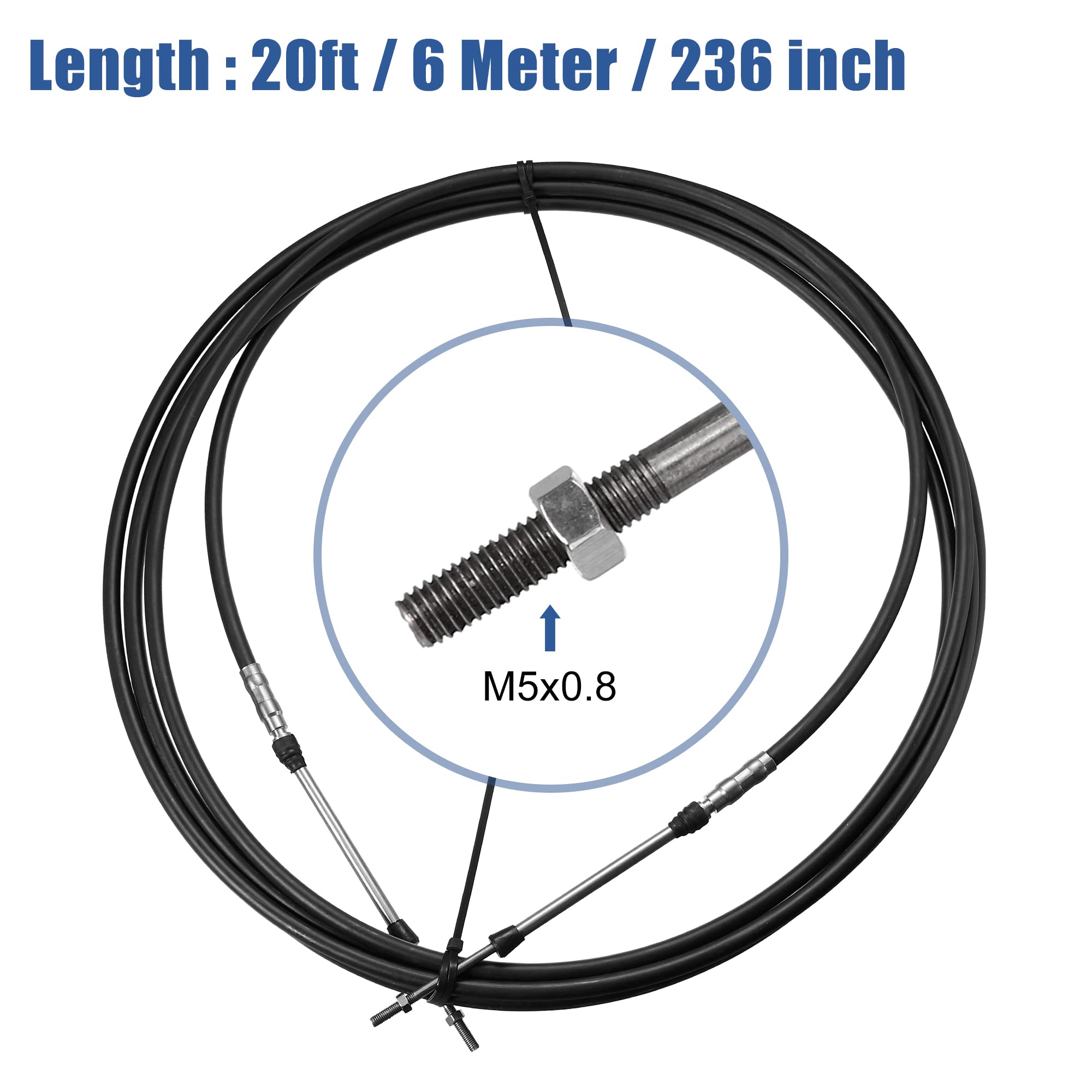 Motoforti 2 Stück 6 m 6 Meter Marine Typ 3300 / 33C Drosselklappenfernbedienungskabel für Yamaha Außenbordmotor Boot Motor Lenksystem Schwarz