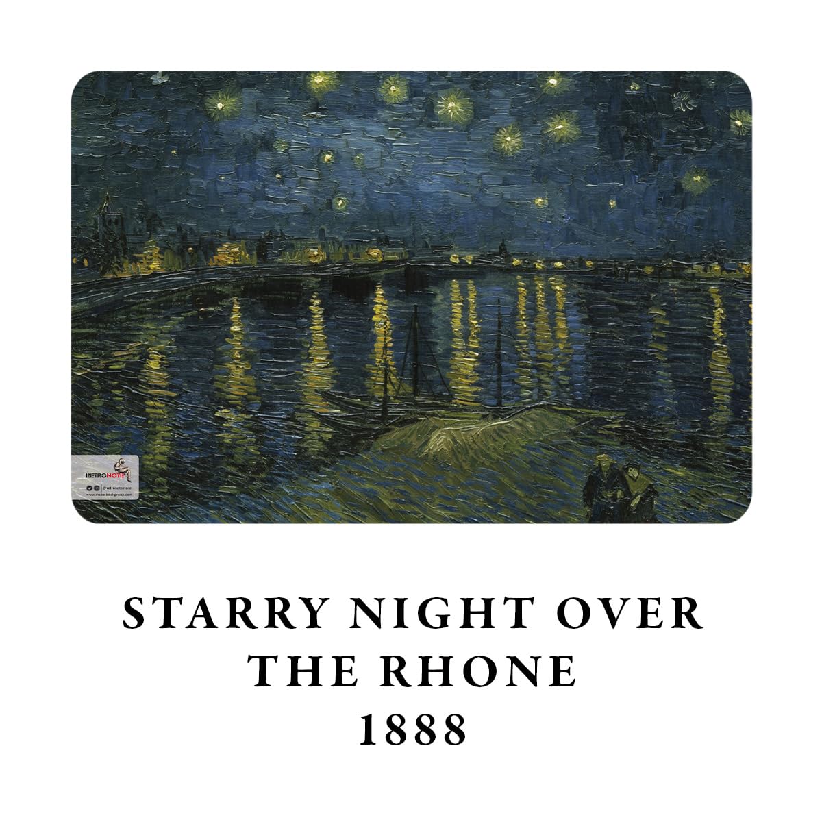 Retronote Night Series Van Gogh zeszyty A6, 4 sztuki, bez linii, 192 strony, 48 stron, metalowe szwy, elastyczna okładka, owalna krawędź, tekstura płótna, 60 g, kremowo-żółty