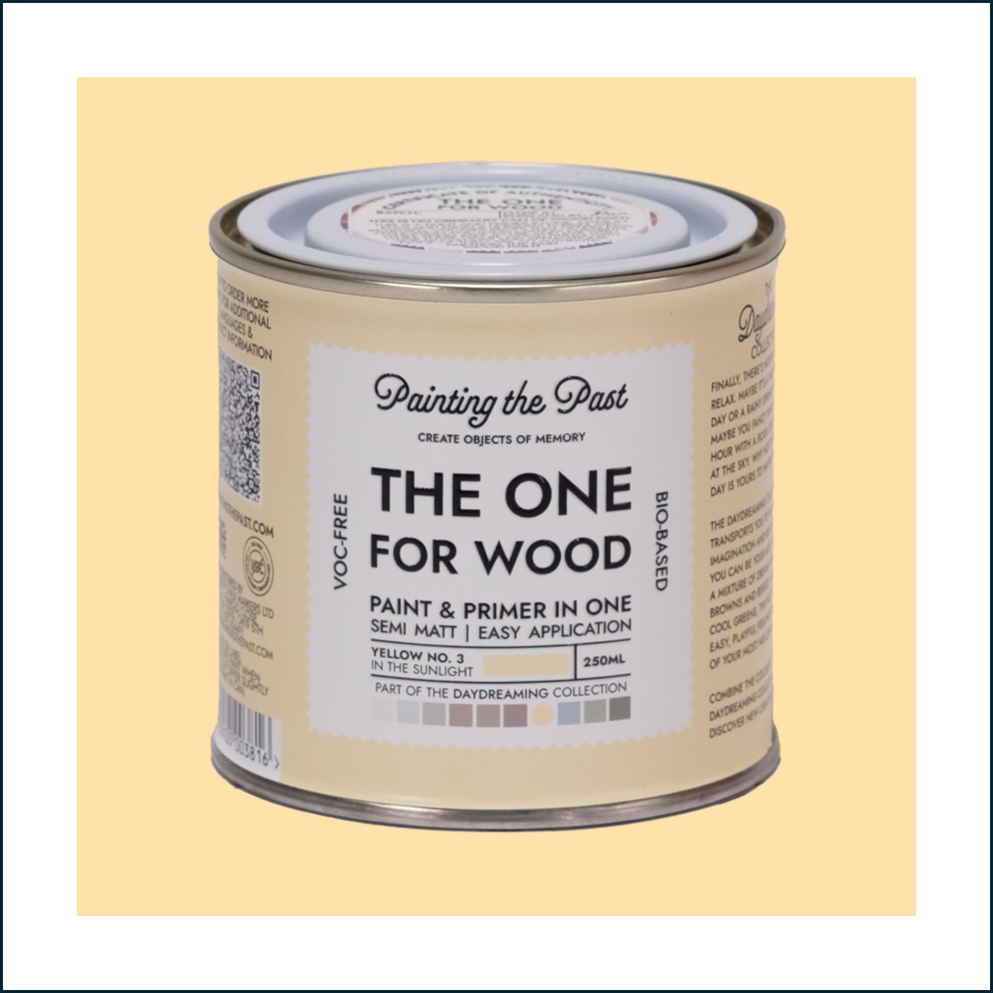 Painting The Past Yellow No. 3 In The Sunlight The One For Wood Paint & Primer 250Ml | Semi Matt Finish, Bio-Based & Voc-Free Formula For Wooden Furniture & Surfaces | Durable & Easy Indoor Home Decorating