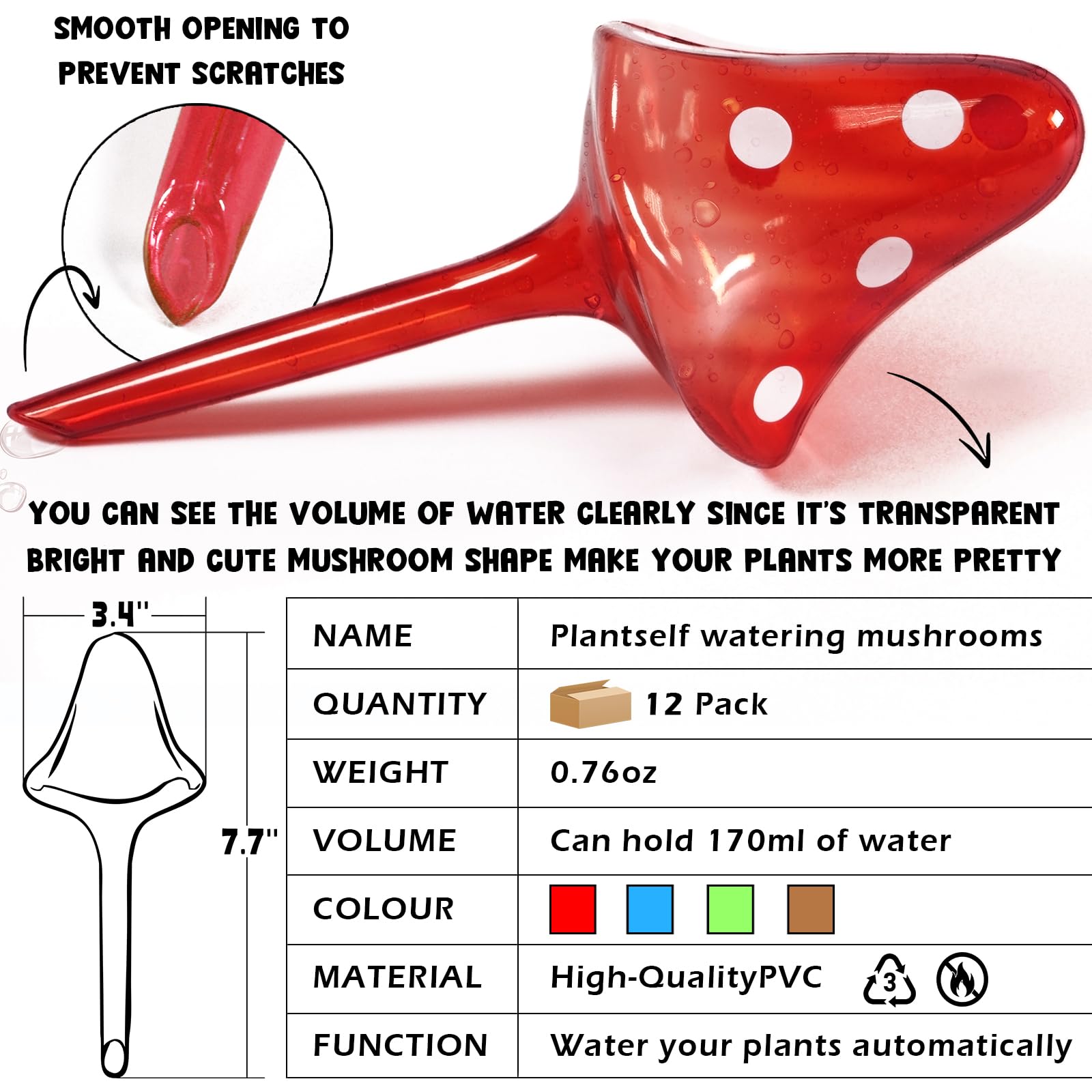 Famstar Plante auto-arrosage globes bulbes insert de pot de fleurs dispositifs d'arrosage automatique en plastique pics pour plantes d'intérieur et d'extérieur, système d'auto-irrigation dure une