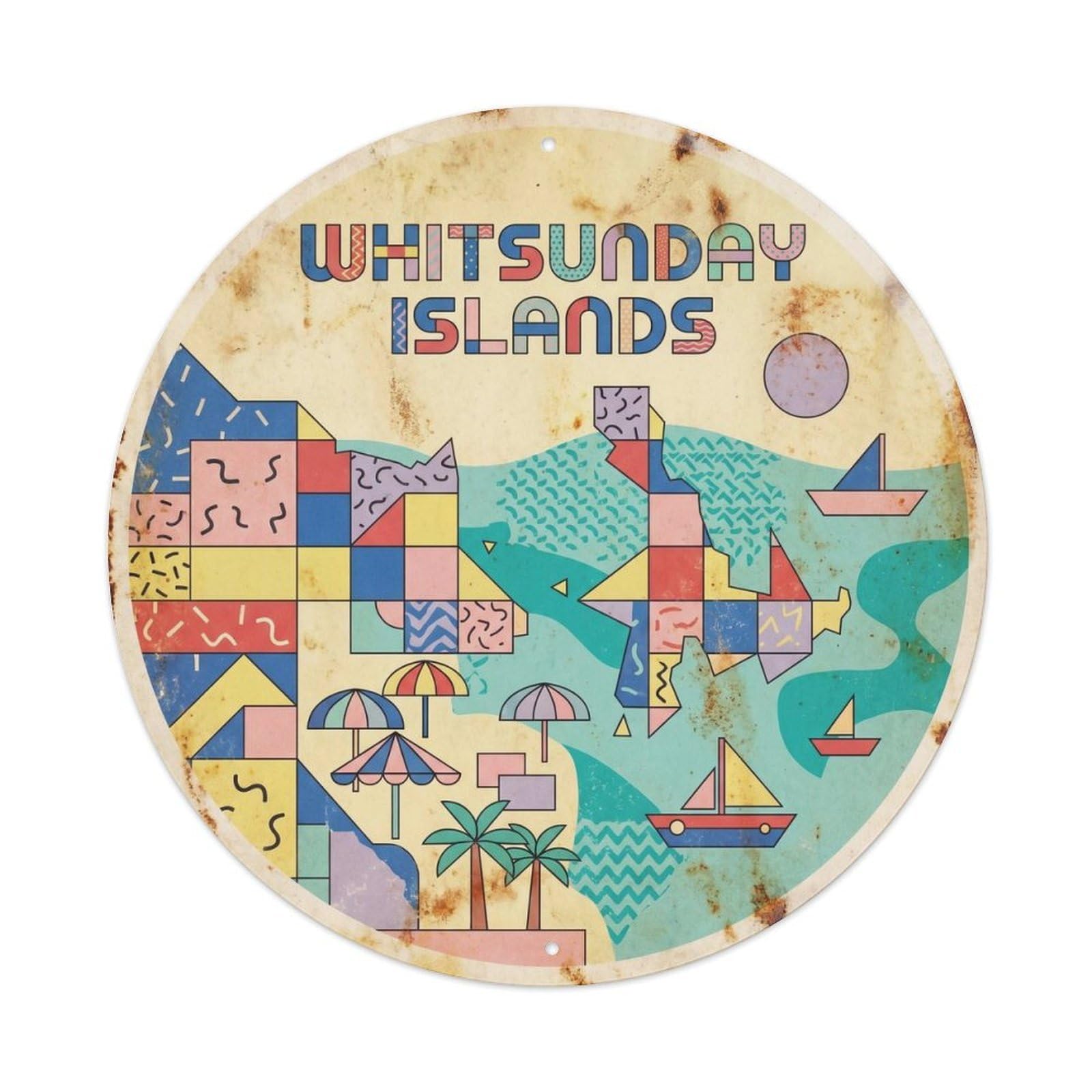 Whitsunday Islands Airlie Ocean Travel Retro Geometry Metal Tin Sign