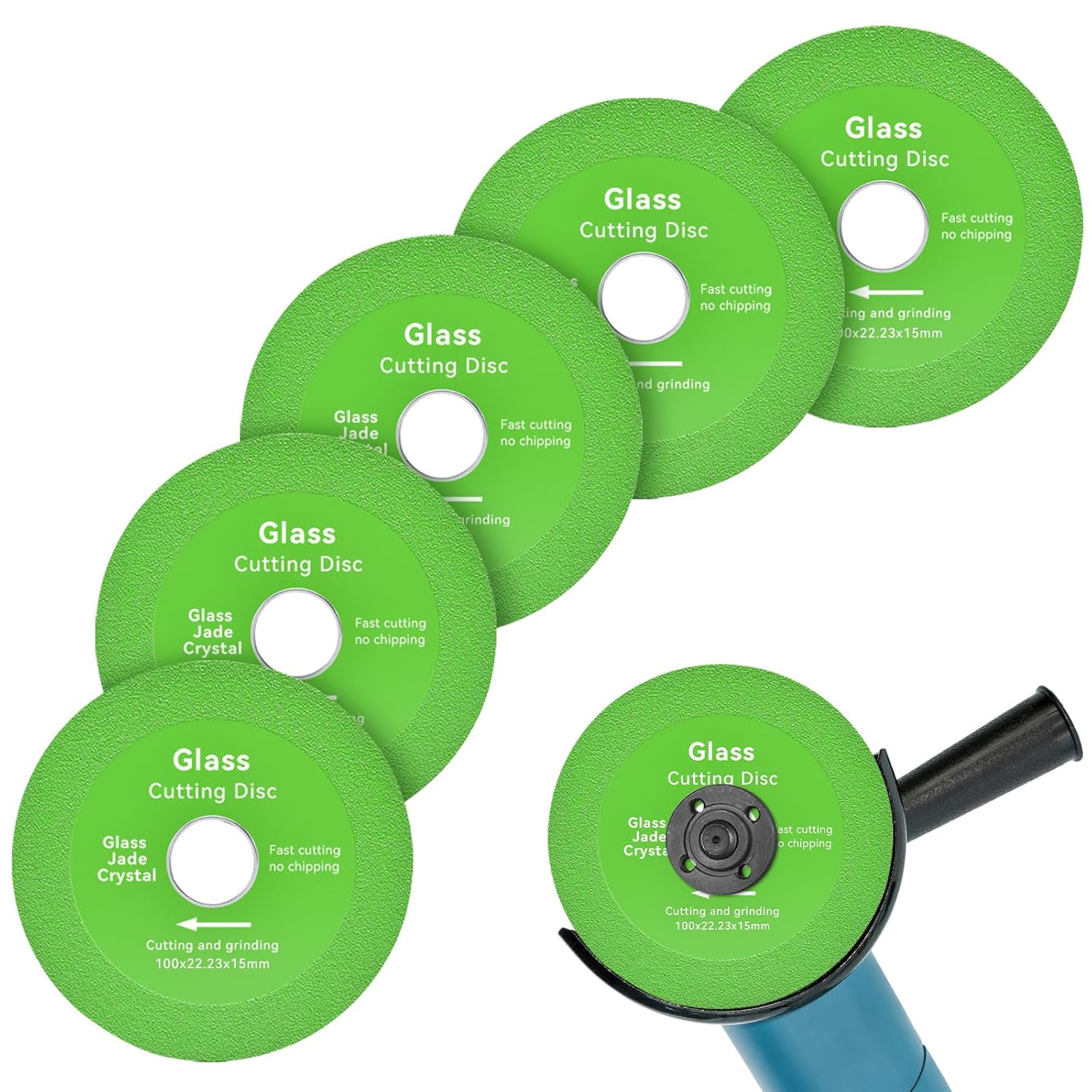 JonPhoe Glass Cutting Disc 4 Inch for Angle Grinder, Ultra-Thin Diamond Saw Blade Wheel for Glass Tile Marble Ceramic Jade (5Pcs 4")