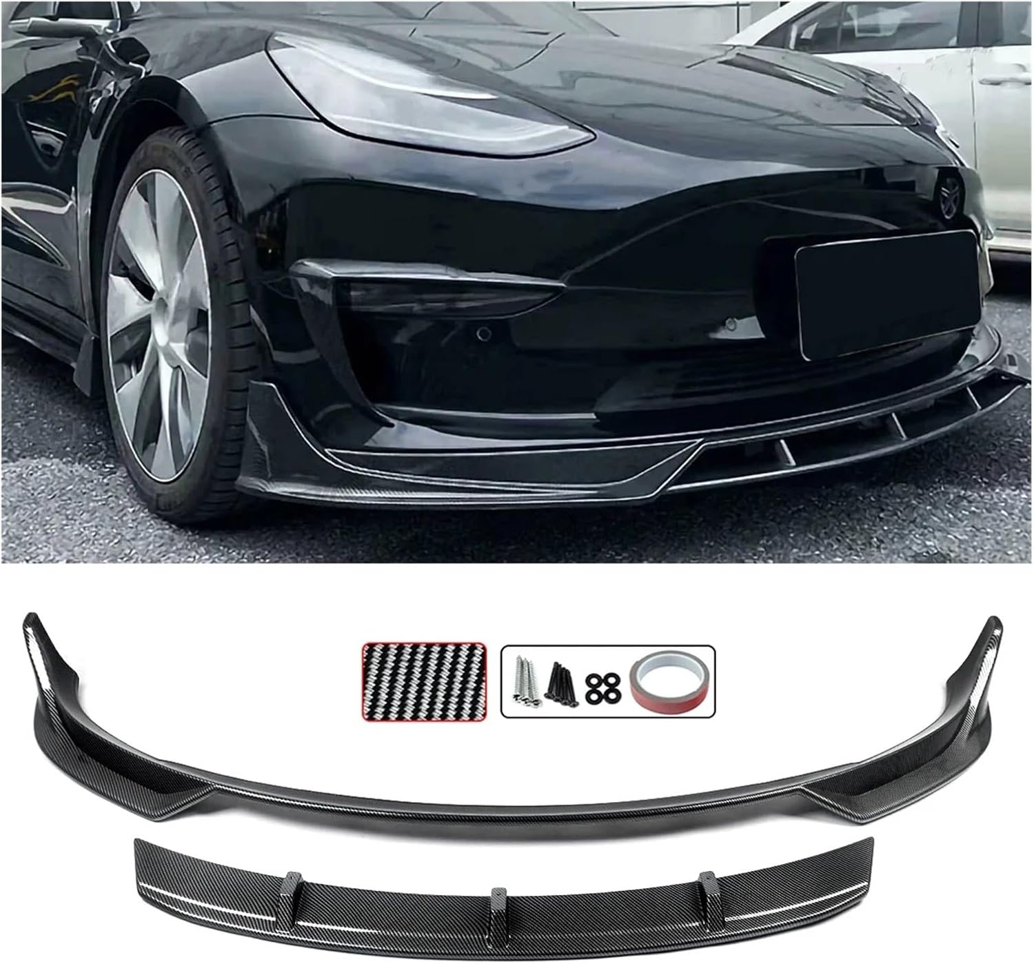 用のテスラ用用のモデル 3 サルーンフロントバンパースプリッターリップボディキット 2017-2023 車のフロントスポイラー(Ca