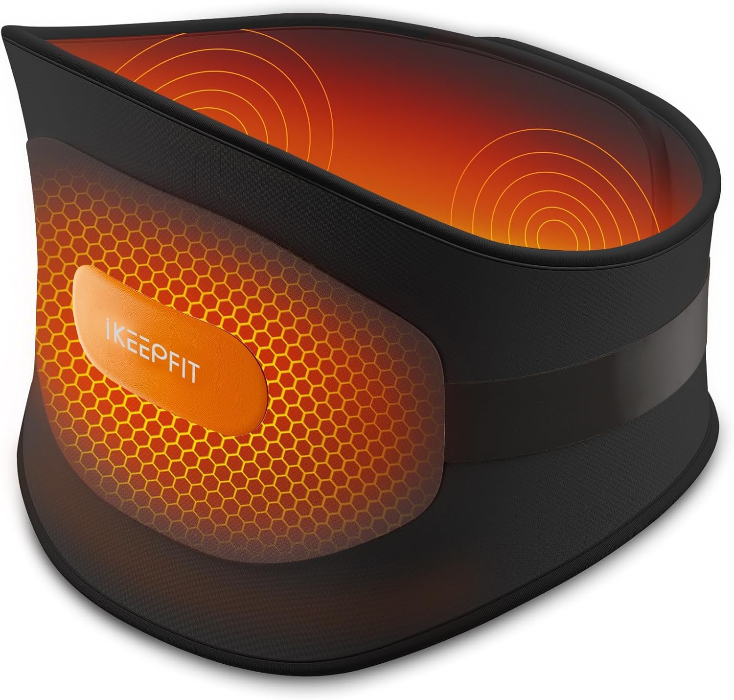 Portable Heating Pad with Massager for Back Pain Relief: MAXwarm 3.0, IKEEPFIT Electric Cordless Heat Pad for Period Cramps, Extra Large 65", 8000mAh Battery, Gift for Women Men (Black)