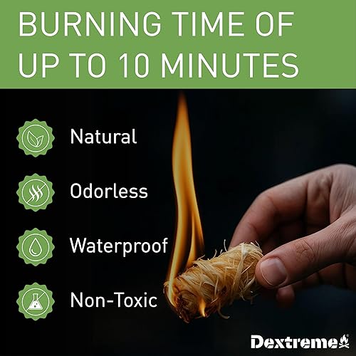 Miniatura 2 de Dextreme Arrancador de fuego (60 piezas) para fogata, arrancador de carbón, chimenea, estufa de leña, barbacoa, chimenea, hoguera y parrilla, para