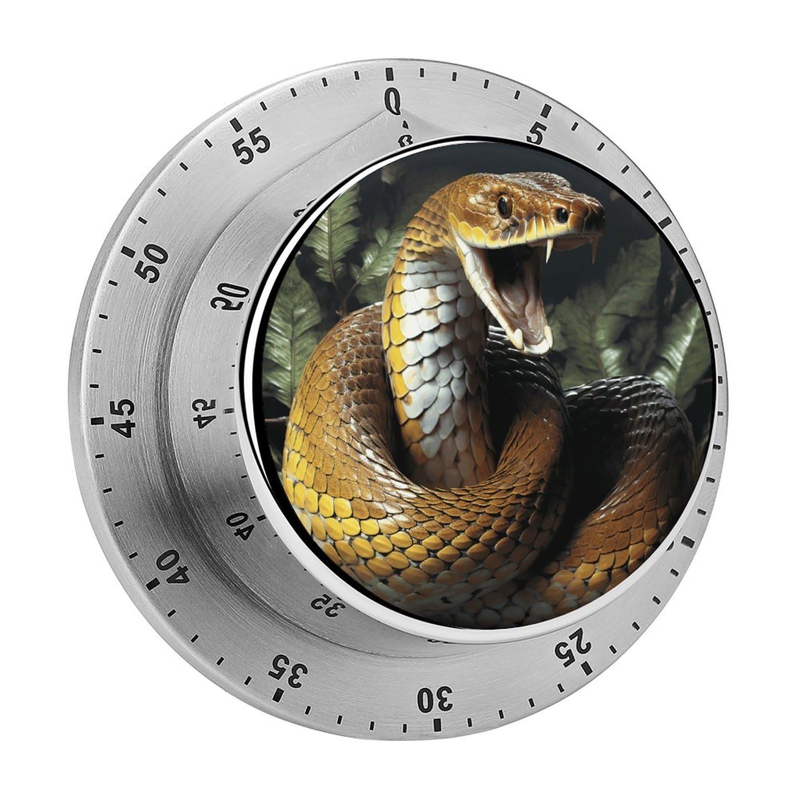 Cobra Snake Kitchen Timer Chef Cooking Timers Clock with Loud Alarm Exquisite Stainless Steel Mechanical Desk Timers Magnetic Backing 60 Minute Visual Timer for Work