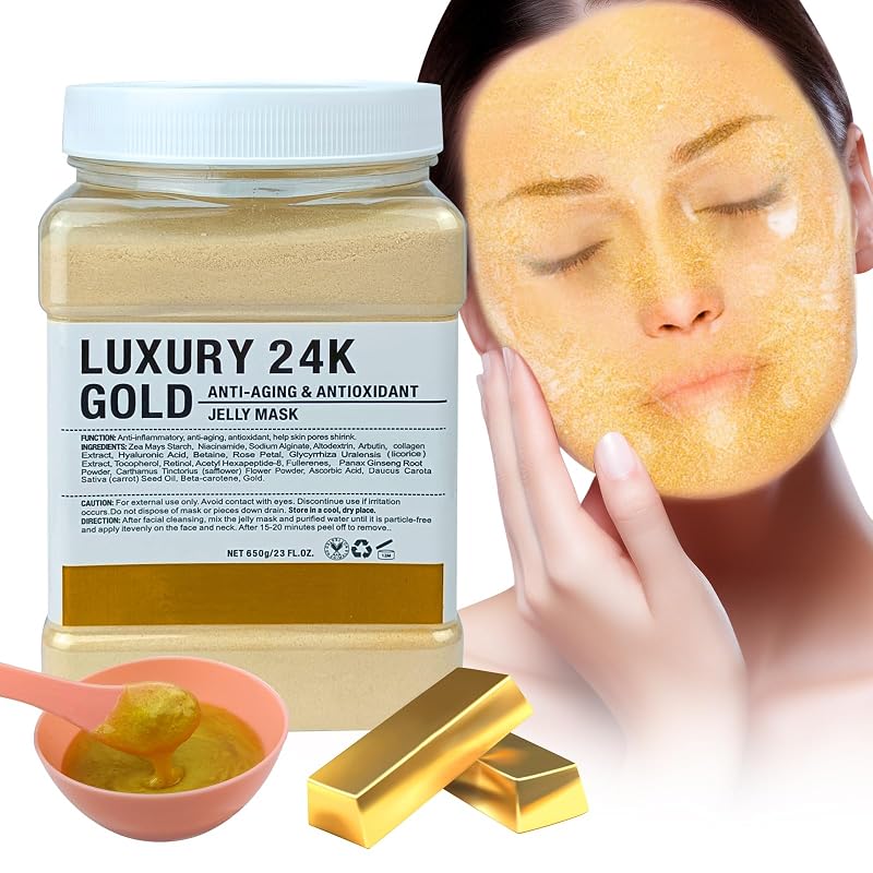 Máscara facial em gel para peel-off Angeland com ácido hialurônico e extrato de pétalas de rosa, 24K Gold, 23 fl oz