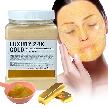 Jelly Mask for Facials Professional, Hydrating & Moisturizing Peel-Off Natural Gel Face Mask SkinCare, Professional Spa Use Jelly Face Masks, Deep Hydration & Glow 23 Fl Oz 24K Gold
